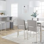 Fuji High Back Light Grey Fabric Contemporary Dining Chairs (Set of 2) 15 Fuji High Back Light Grey Fabric Contemporary Dining Chairs (Set of 2)