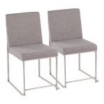 Fuji High Back Light Grey Fabric Contemporary Dining Chairs (Set of 2) 17 Fuji High Back Light Grey Fabric Contemporary Dining Chairs (Set of 2)