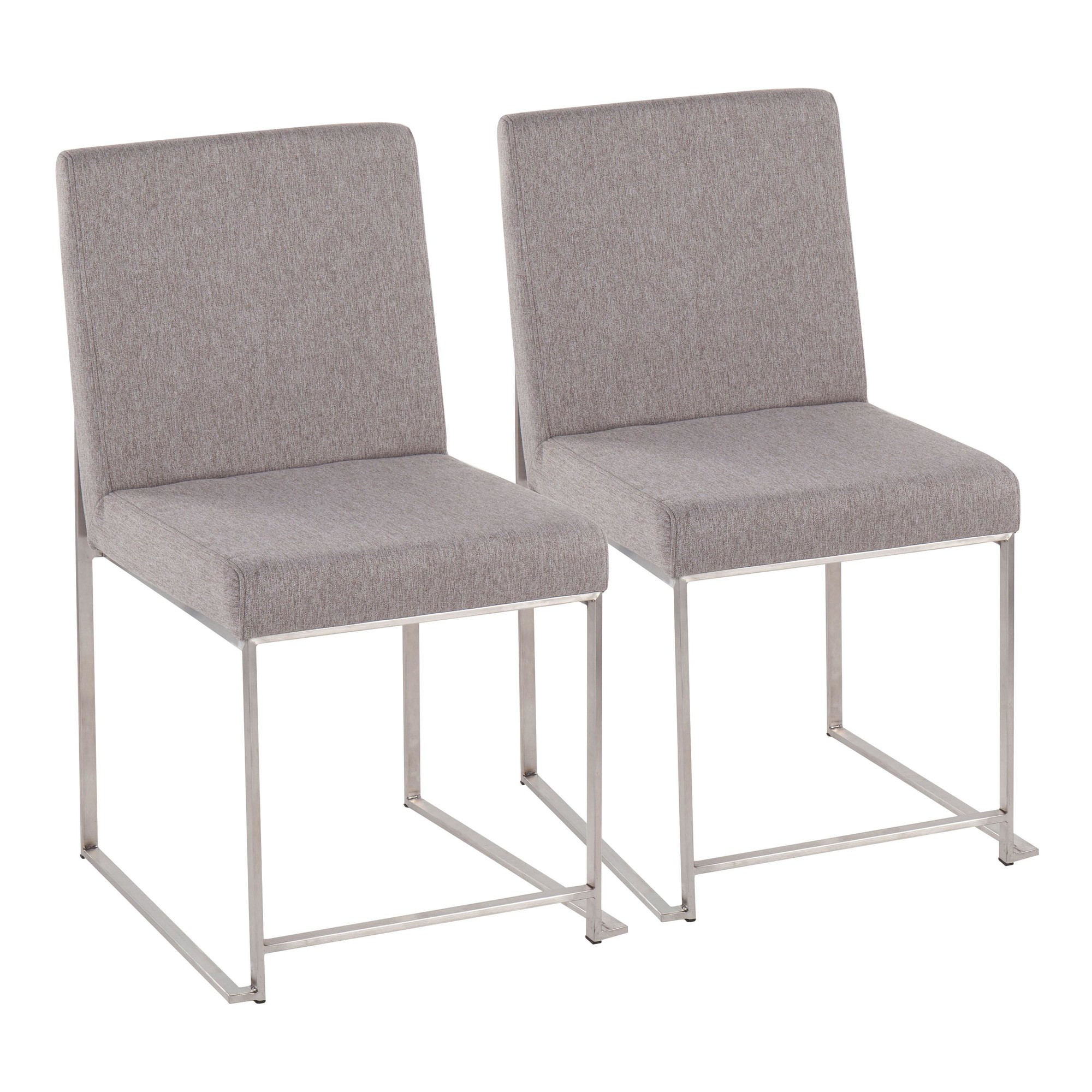 Fuji High Back Light Grey Fabric Contemporary Dining Chairs (Set of 2) 5 Fuji High Back Light Grey Fabric Contemporary Dining Chairs (Set of 2) - Image 5
