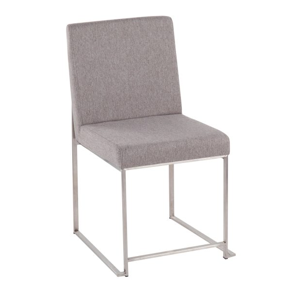 Fuji High Back Light Grey Fabric Contemporary Dining Chairs Set of 2 5