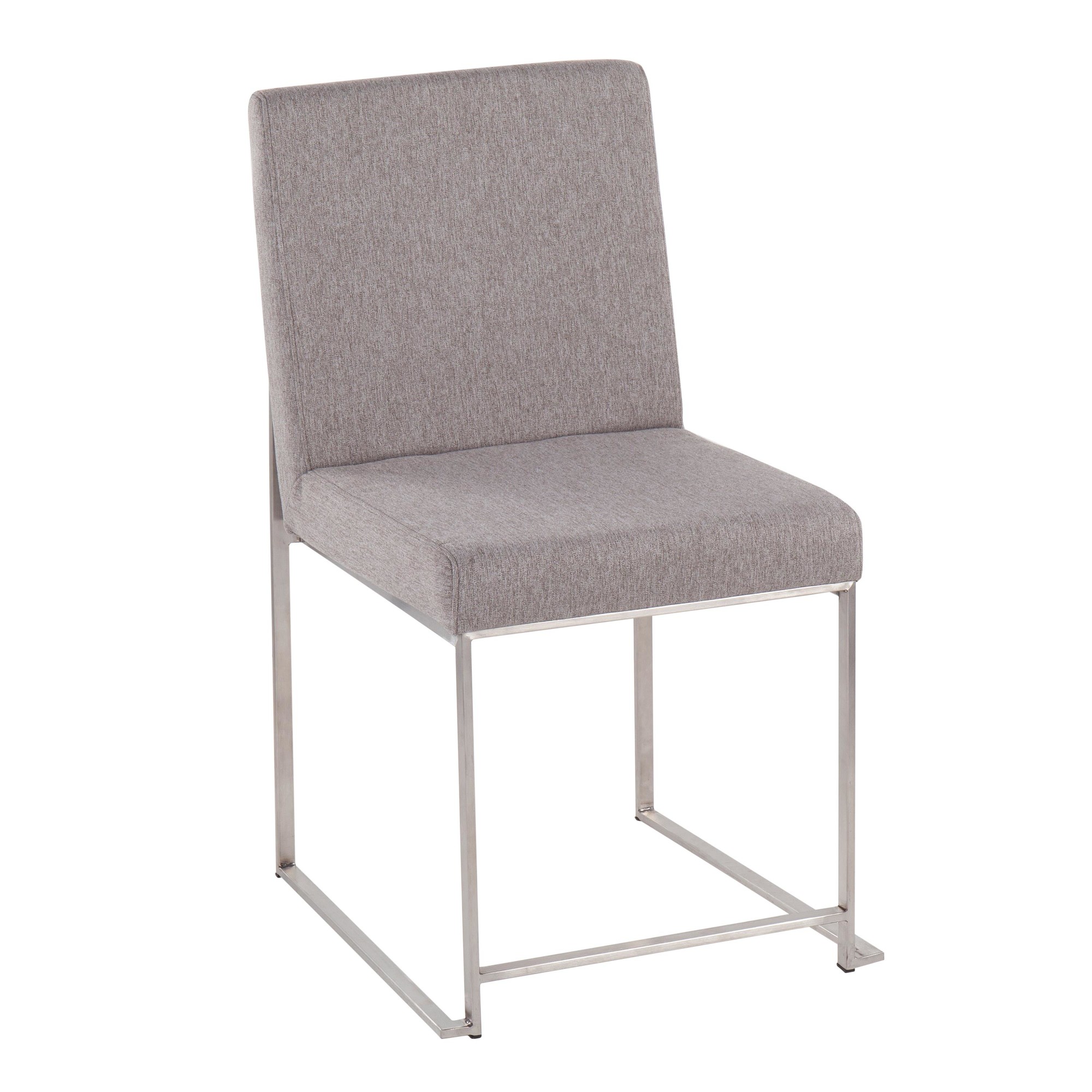 Fuji High Back Light Grey Fabric Contemporary Dining Chairs (Set of 2) 6 Fuji High Back Light Grey Fabric Contemporary Dining Chairs (Set of 2) - Image 6