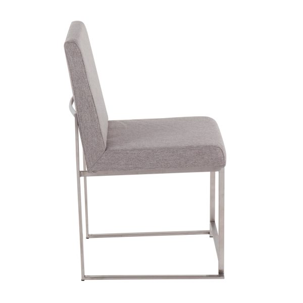 Fuji High Back Light Grey Fabric Contemporary Dining Chairs Set of 2 6