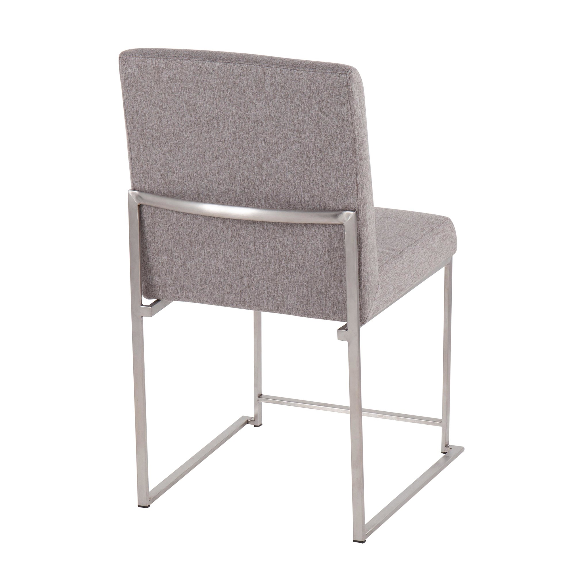 Fuji High Back Light Grey Fabric Contemporary Dining Chairs (Set of 2) 8 Fuji High Back Light Grey Fabric Contemporary Dining Chairs (Set of 2) - Image 8