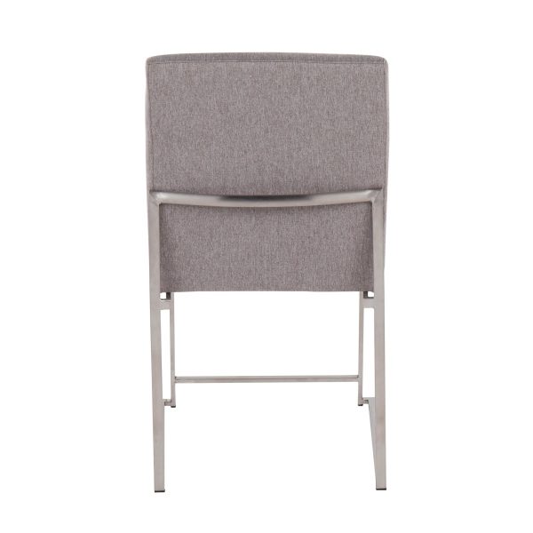 Fuji High Back Light Grey Fabric Contemporary Dining Chairs Set of 2 8