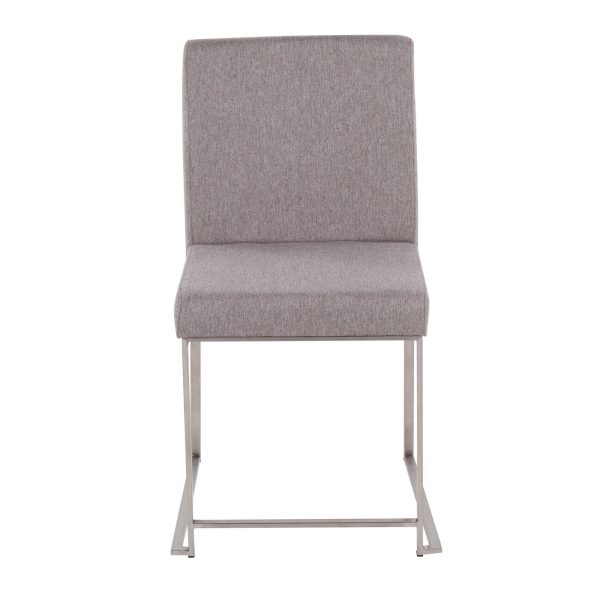 Fuji High Back Light Grey Fabric Contemporary Dining Chairs Set of 2 9