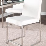 Fuji High Back Stainless Steel White Velvet Dining Chairs (Set of 2) 18 Fuji High Back Stainless Steel White Velvet Dining Chairs (Set of 2)