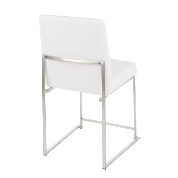Fuji High Back Stainless Steel White Velvet Dining Chairs Set of 2 10