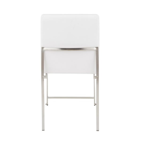 Fuji High Back Stainless Steel White Velvet Dining Chairs Set of 2 11