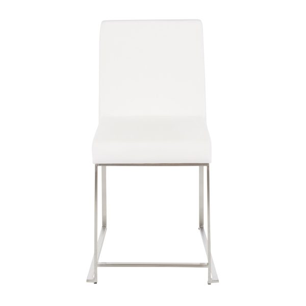Fuji High Back Stainless Steel White Velvet Dining Chairs Set of 2 12