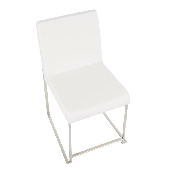 Fuji High Back Stainless Steel White Velvet Dining Chairs Set of 2 13