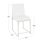 Fuji High Back Stainless Steel White Velvet Dining Chairs (Set of 2) 31 Fuji High Back Stainless Steel White Velvet Dining Chairs (Set of 2)