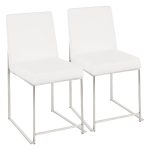 Fuji High Back Stainless Steel White Velvet Dining Chairs (Set of 2) 24 Fuji High Back Stainless Steel White Velvet Dining Chairs (Set of 2)