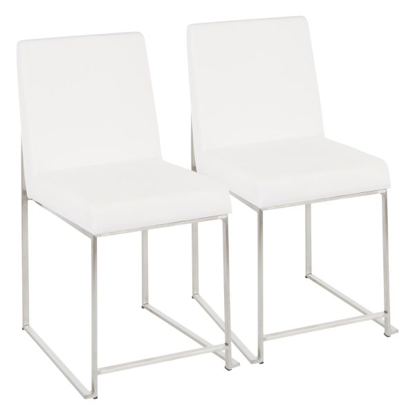 Fuji High Back Stainless Steel White Velvet Dining Chairs Set of 2 7