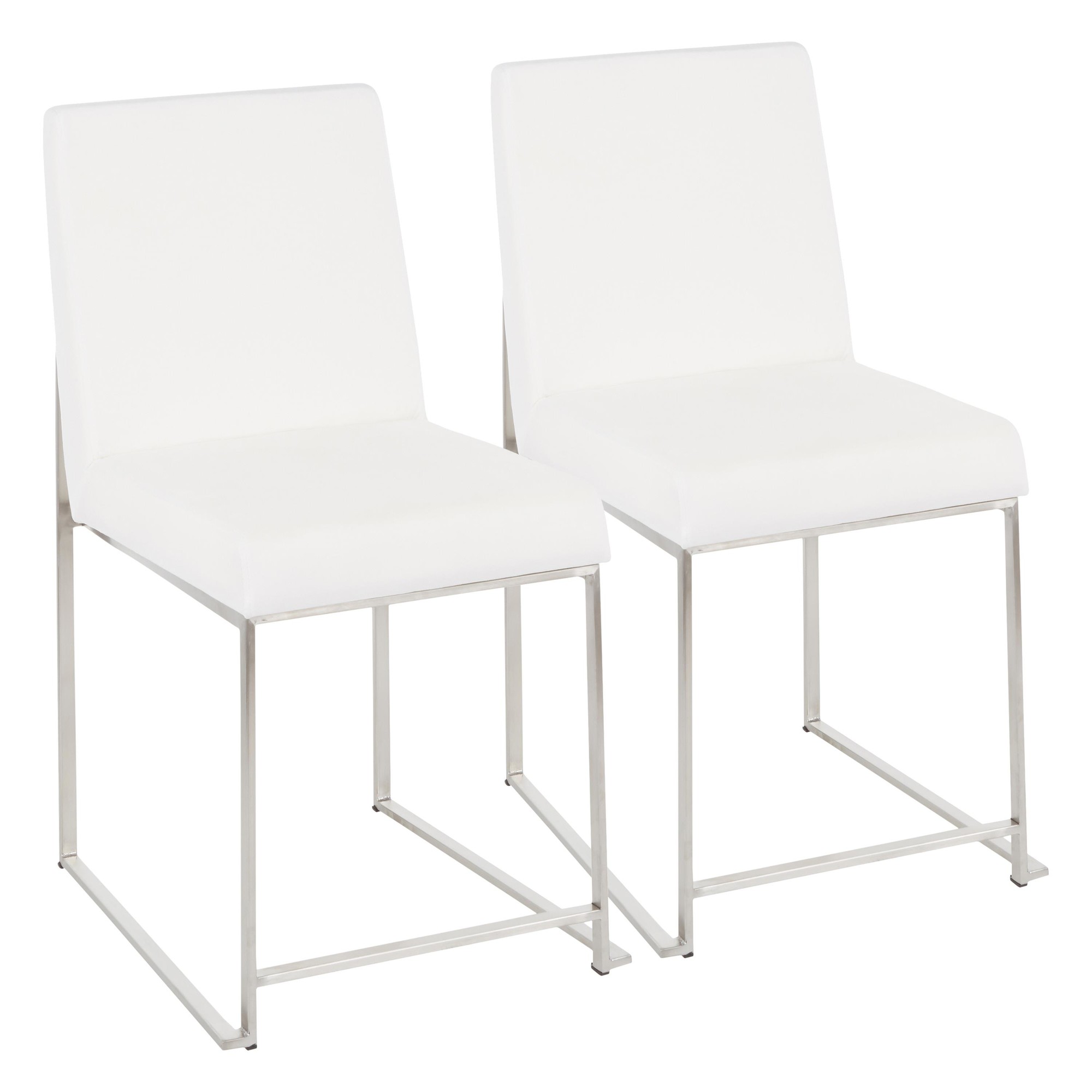 Fuji High Back Stainless Steel White Velvet Dining Chairs (Set of 2) 8 Fuji High Back Stainless Steel White Velvet Dining Chairs (Set of 2) - Image 8