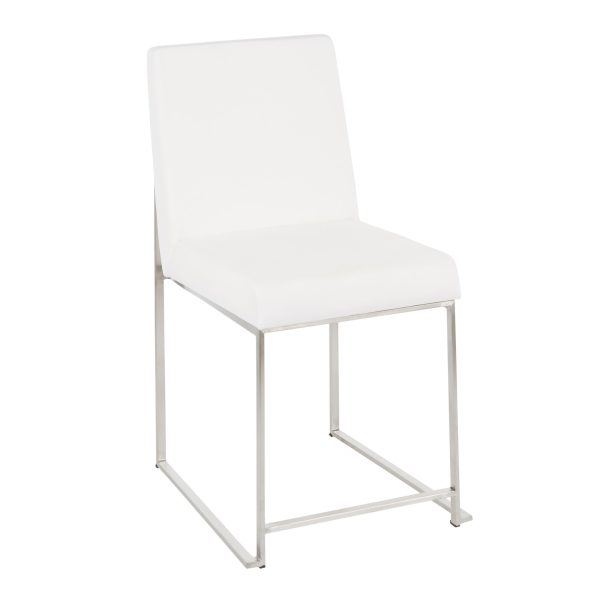 Fuji High Back Stainless Steel White Velvet Dining Chairs Set of 2 8
