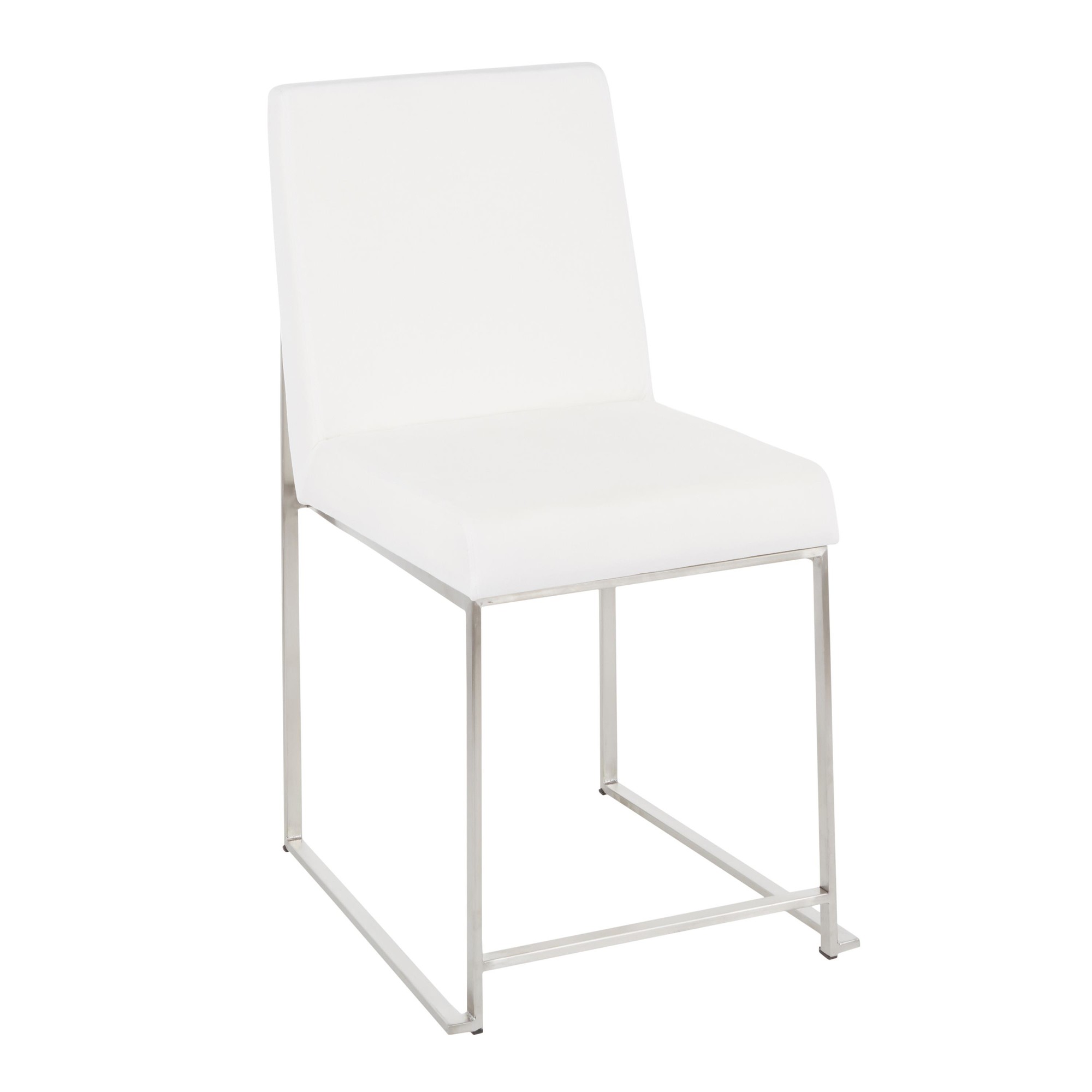 Fuji High Back Stainless Steel White Velvet Dining Chairs (Set of 2) 9 Fuji High Back Stainless Steel White Velvet Dining Chairs (Set of 2) - Image 9
