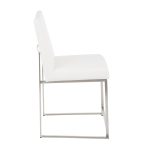 Fuji High Back Stainless Steel White Velvet Dining Chairs (Set of 2) 26 Fuji High Back Stainless Steel White Velvet Dining Chairs (Set of 2)