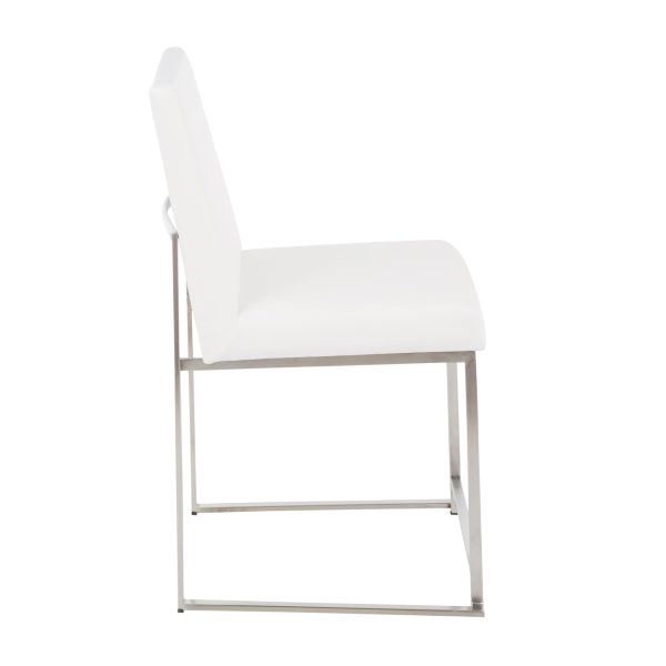 Fuji High Back Stainless Steel White Velvet Dining Chairs Set of 2 9