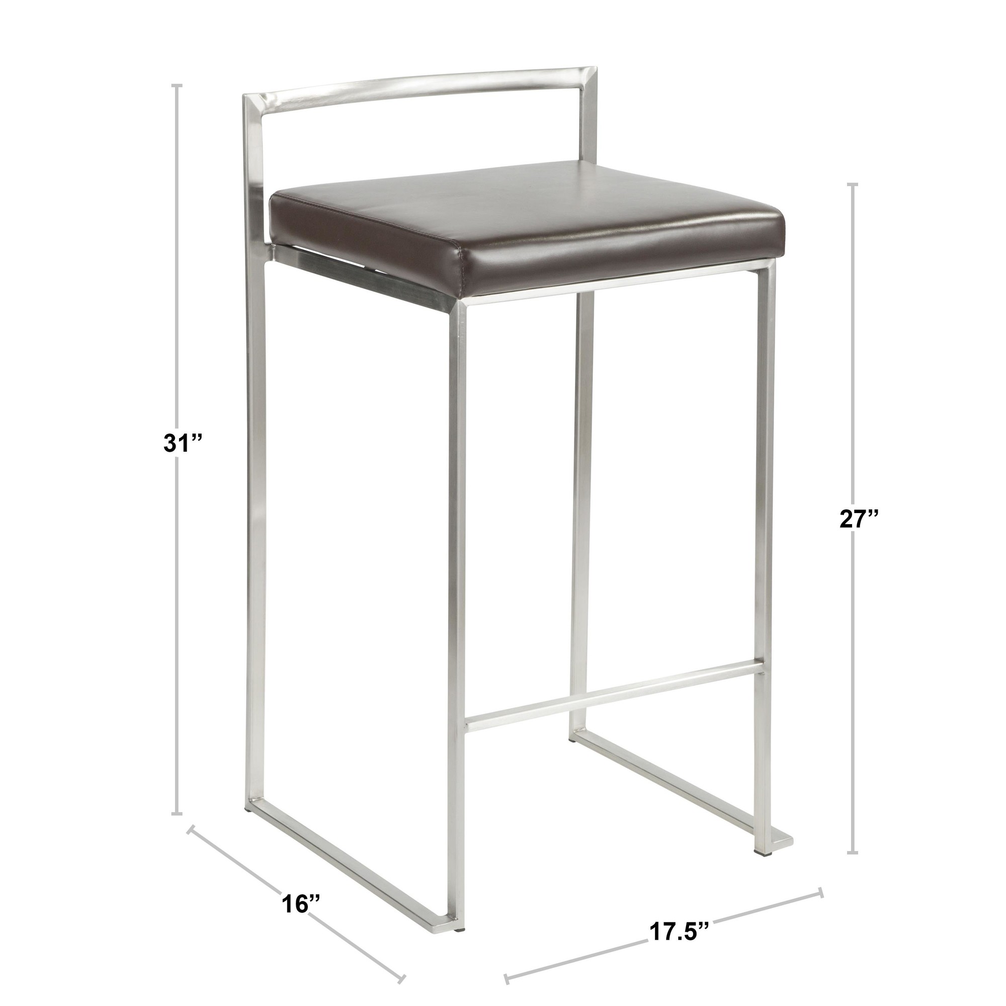 Fuji Industrial Antique Brown Faux Leather Counter Stool (Set of 2) 11 Fuji Industrial Antique Brown Faux Leather Counter Stool (Set of 2) - Image 11