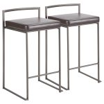 Fuji Industrial Antique Brown Faux Leather Counter Stool (Set of 2) 16 Fuji Industrial Antique Brown Faux Leather Counter Stool (Set of 2)