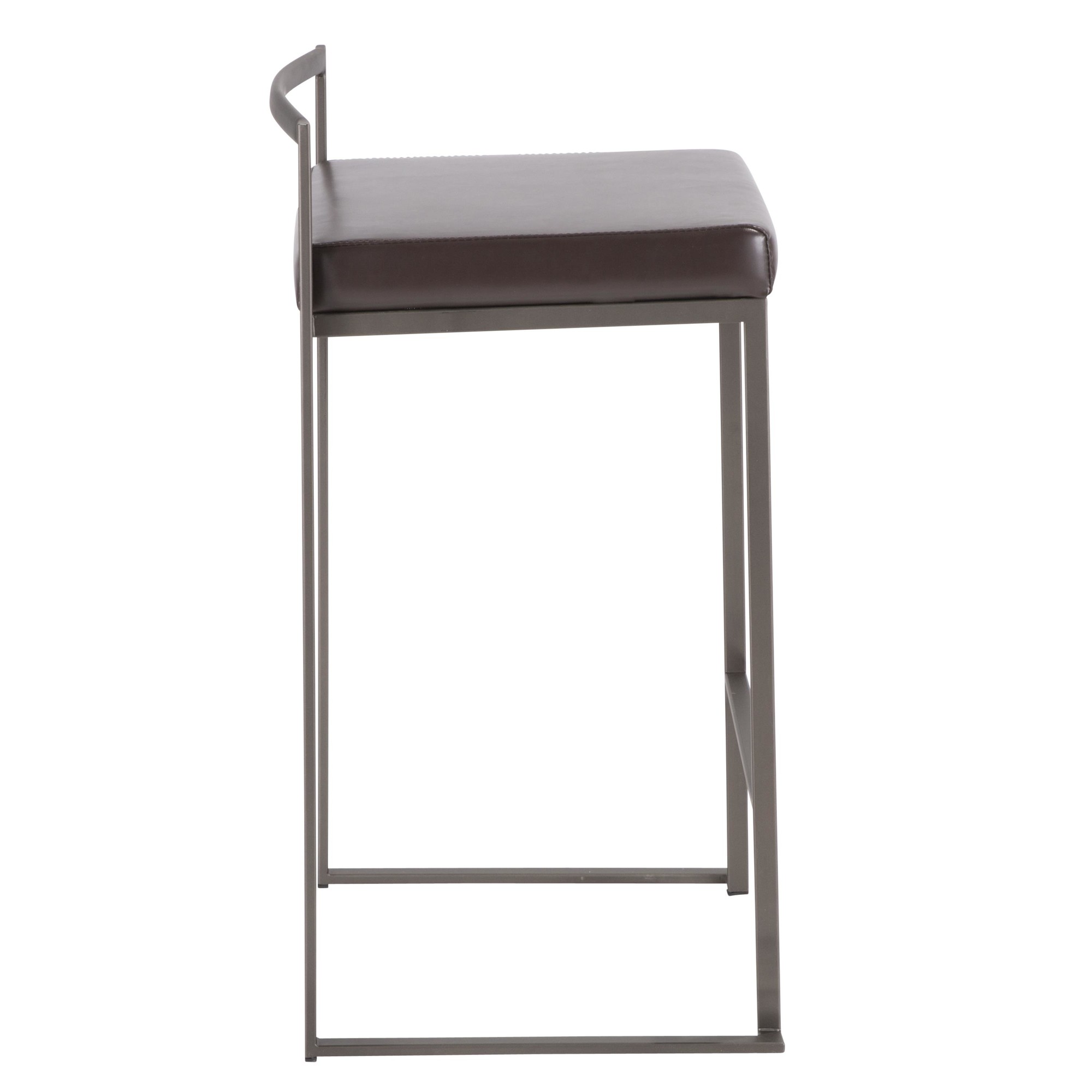 Fuji Industrial Antique Brown Faux Leather Counter Stool (Set of 2) 6 Fuji Industrial Antique Brown Faux Leather Counter Stool (Set of 2) - Image 6