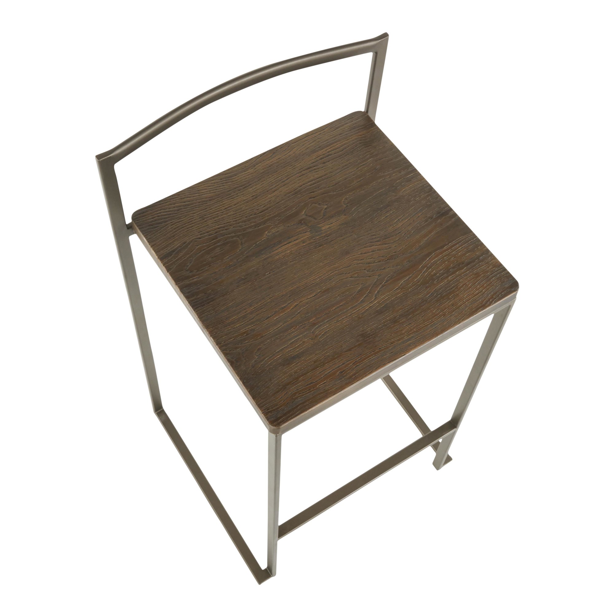 Fuji Industrial Antique Counter Stool Espresso Bamboo Seat (Set of 2) 8 Fuji Industrial Antique Counter Stool Espresso Bamboo Seat (Set of 2) - Image 8