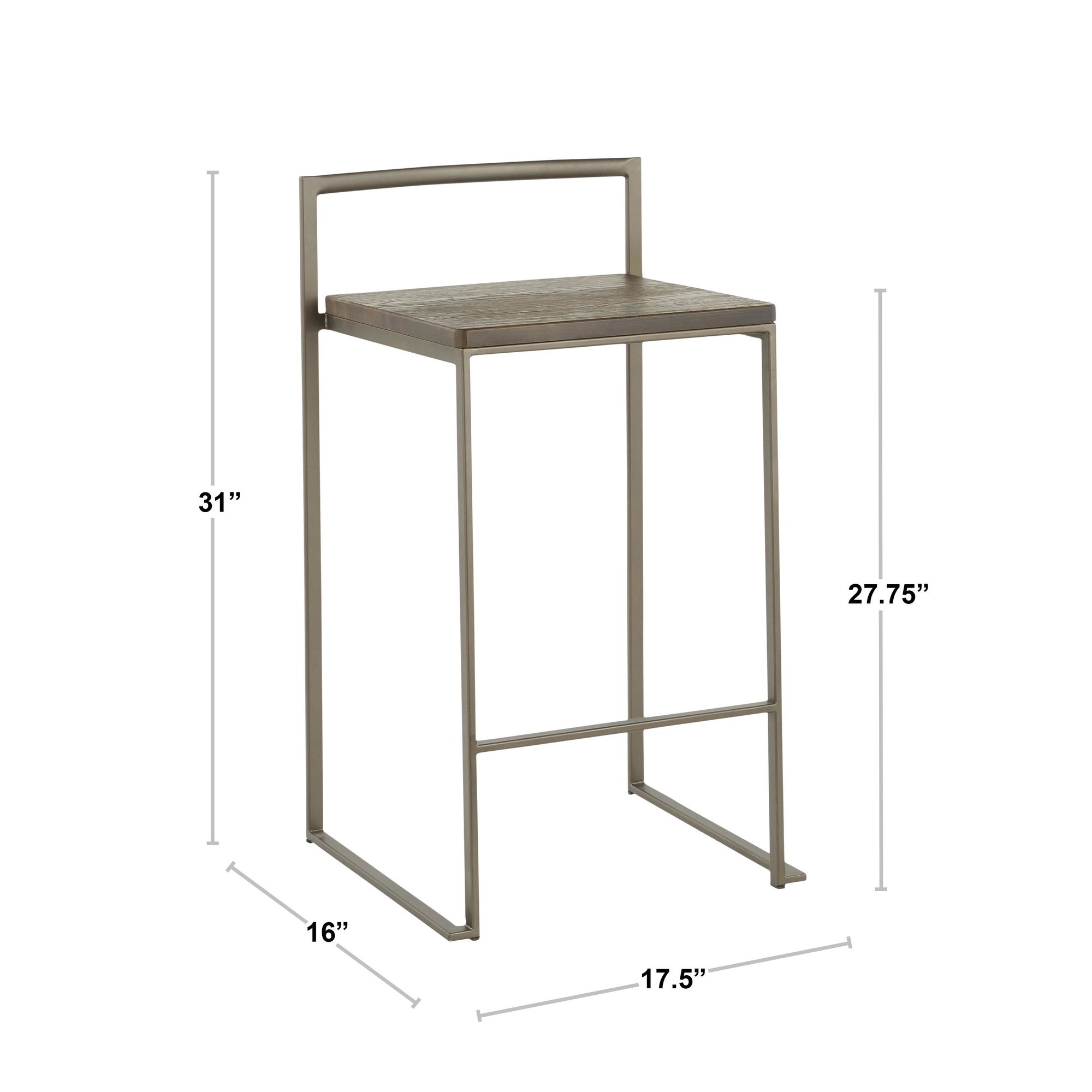 Fuji Industrial Antique Counter Stool Espresso Bamboo Seat (Set of 2) 9 Fuji Industrial Antique Counter Stool Espresso Bamboo Seat (Set of 2) - Image 9