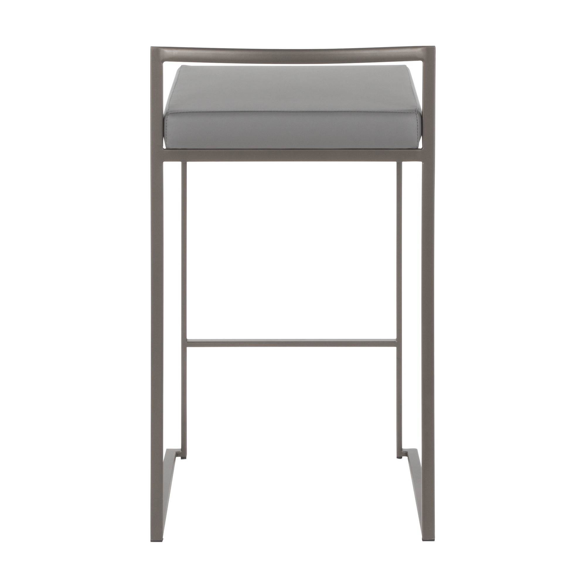 Fuji Industrial Antique Grey Faux Leather Counter Stools (Set of 2) 7 Fuji Industrial Antique Grey Faux Leather Counter Stools (Set of 2) - Image 7