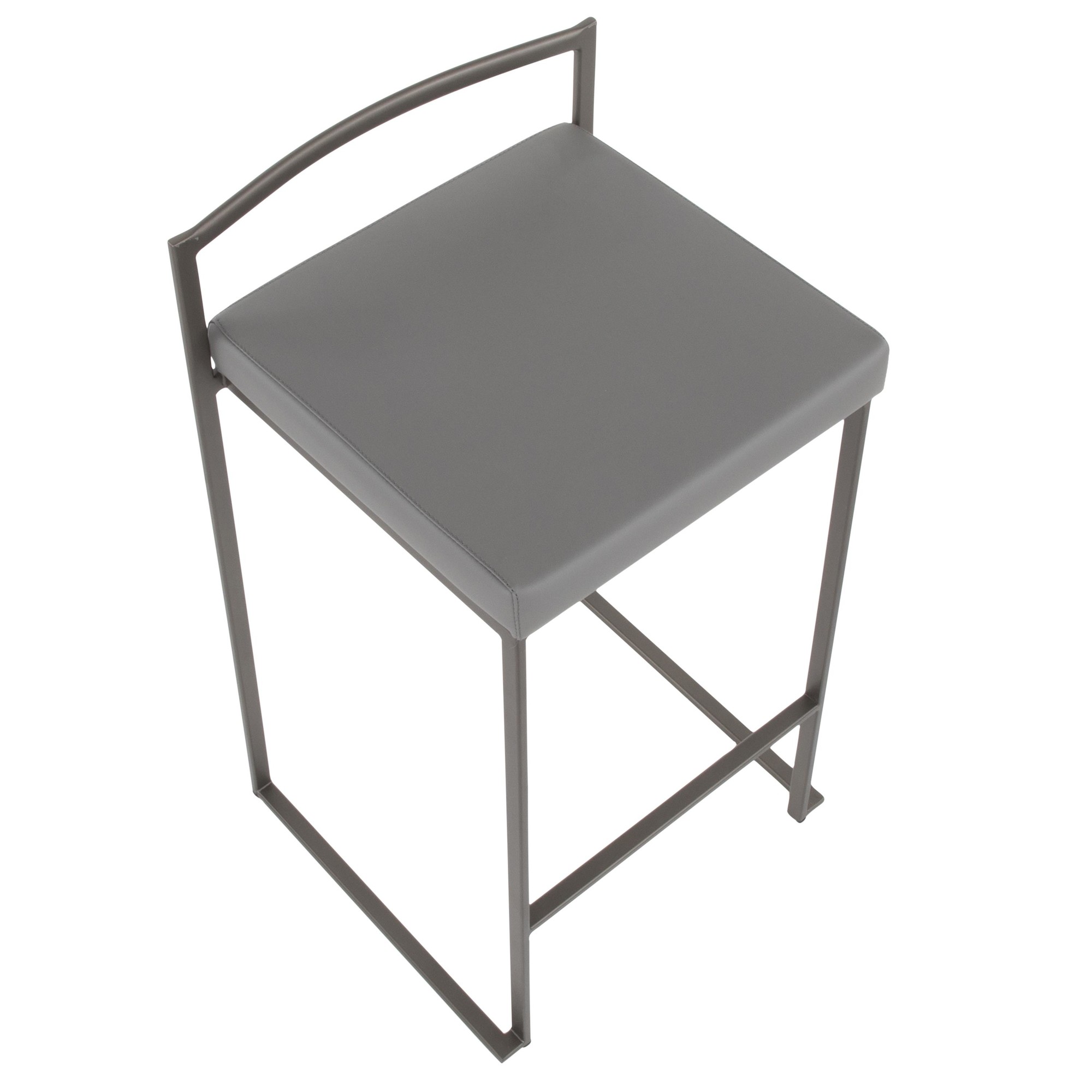 Fuji Industrial Antique Grey Faux Leather Counter Stools (Set of 2) 9 Fuji Industrial Antique Grey Faux Leather Counter Stools (Set of 2) - Image 9