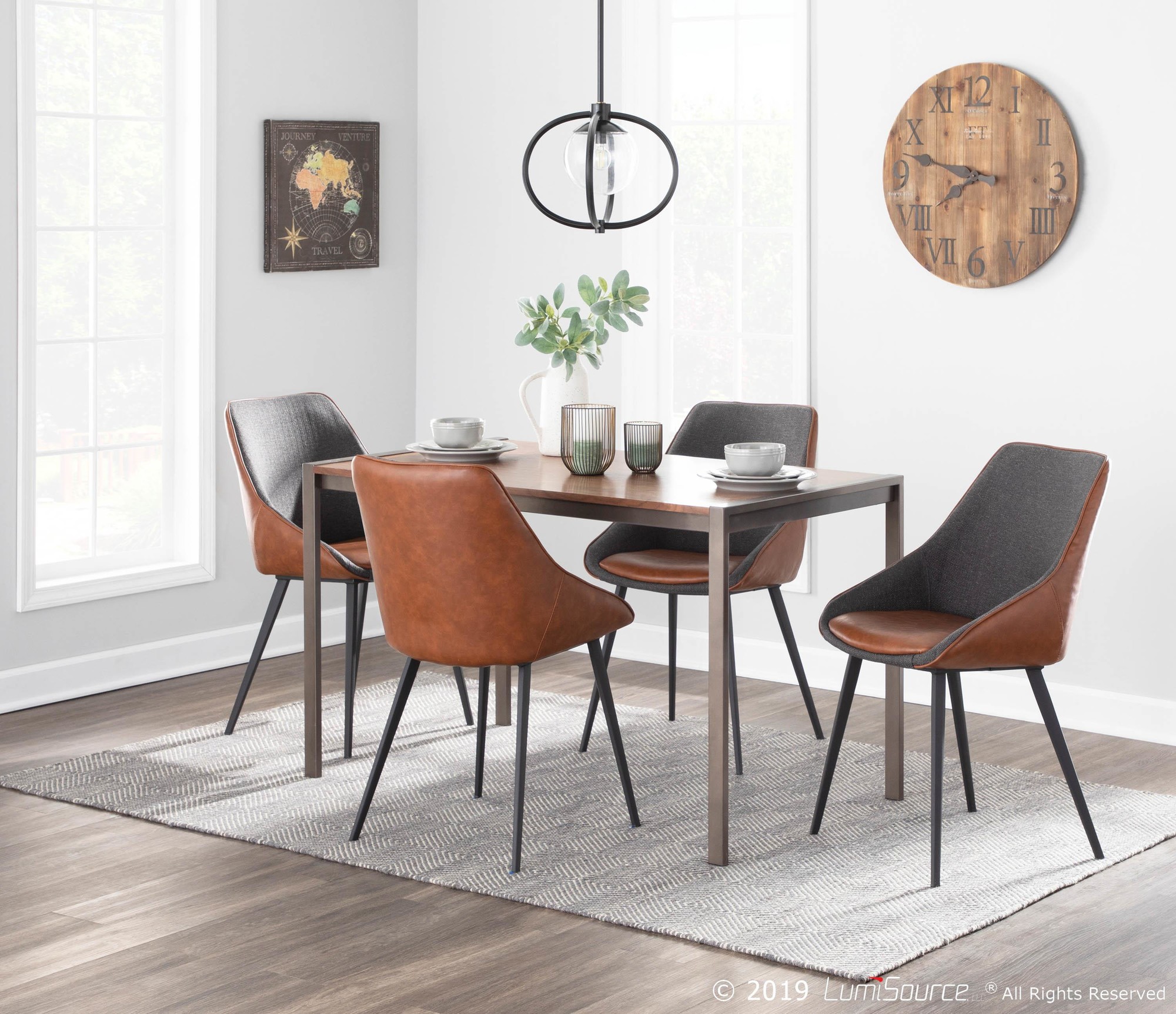 Fuji Industrial Antique Metal and Walnut Wood Dining Table 1 Fuji Industrial Antique Metal and Walnut Wood Dining Table