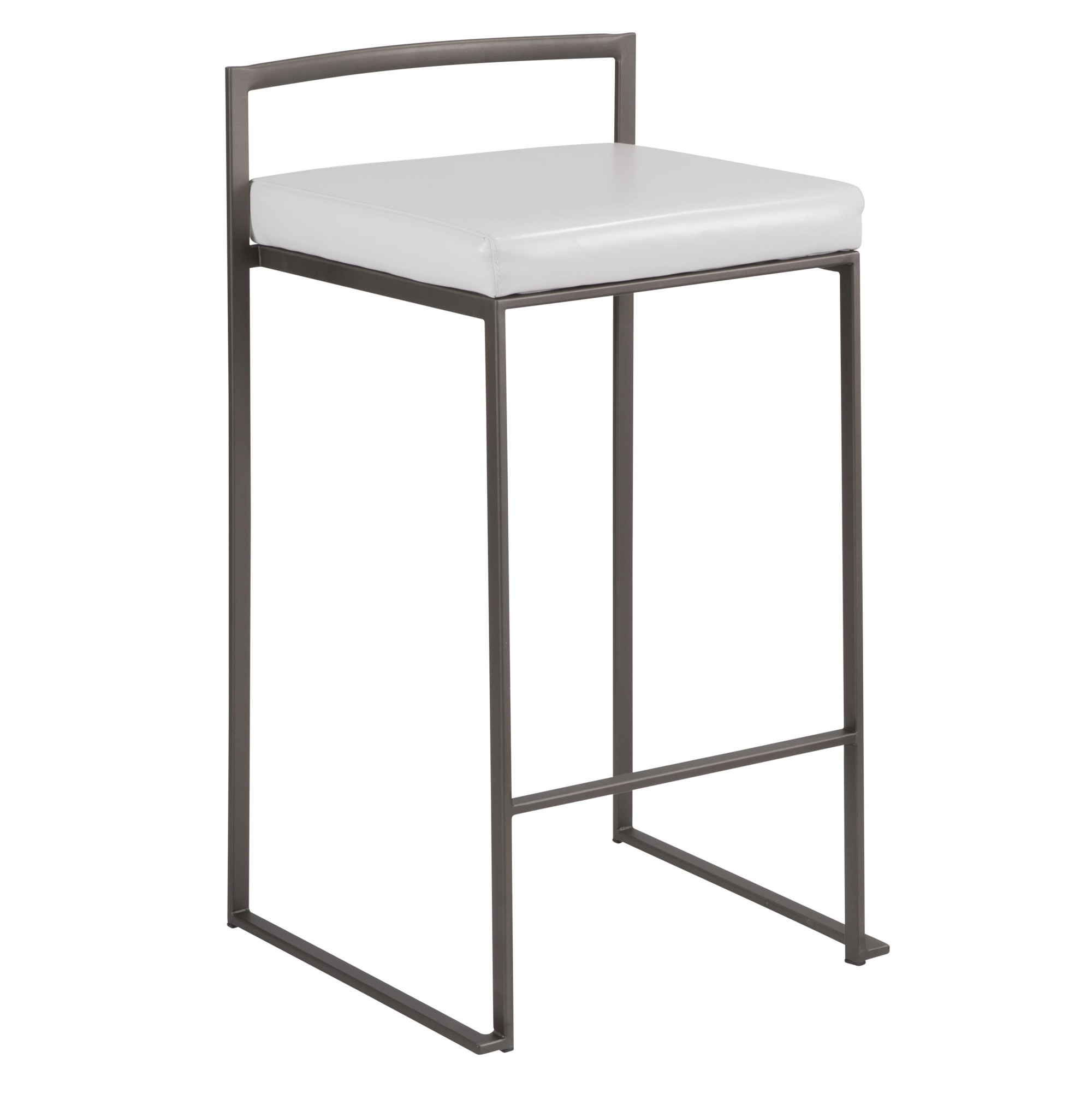 Fuji Industrial Antique White Faux Leather Counter Stools (Set of 2) 5 Fuji Industrial Antique White Faux Leather Counter Stools (Set of 2) - Image 5