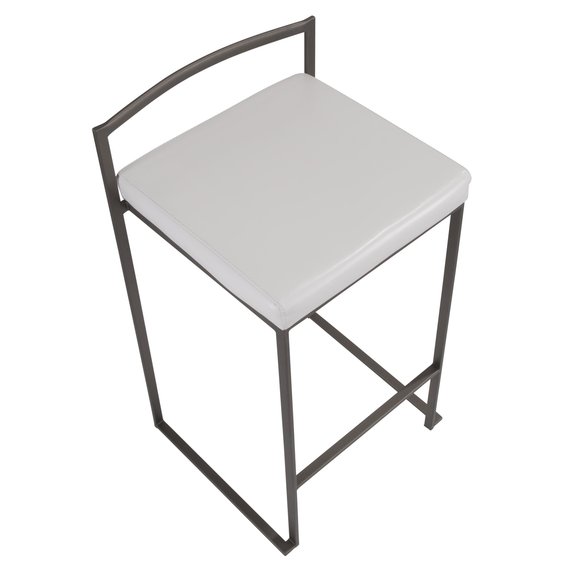 Fuji Industrial Antique White Faux Leather Counter Stools (Set of 2) 10 Fuji Industrial Antique White Faux Leather Counter Stools (Set of 2) - Image 10