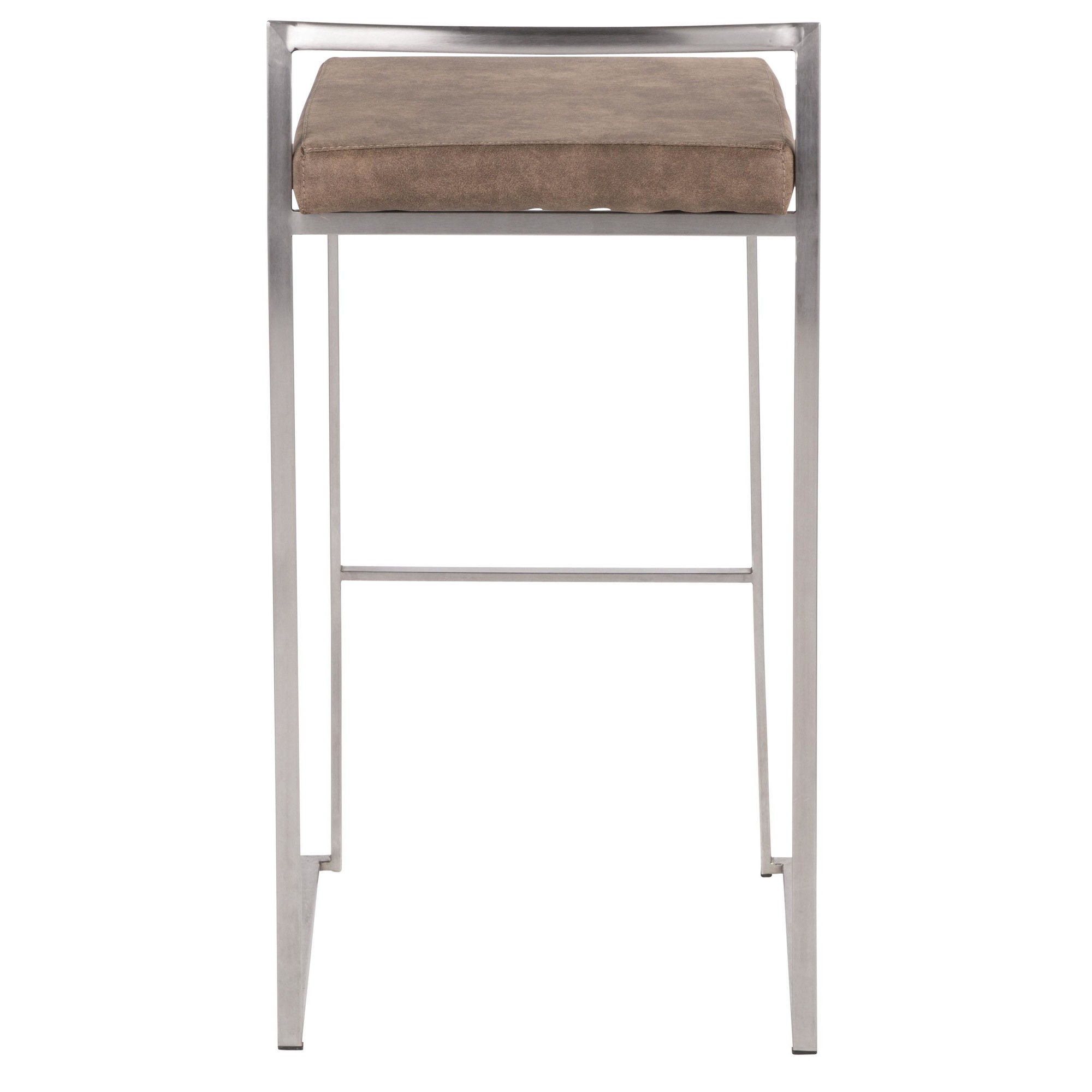 Fuji Stainless Steel Brown Cowboy Fabric Contemporary Barstools (Set of 2) 10 Fuji Stainless Steel Brown Cowboy Fabric Contemporary Barstools (Set of 2) - Image 10