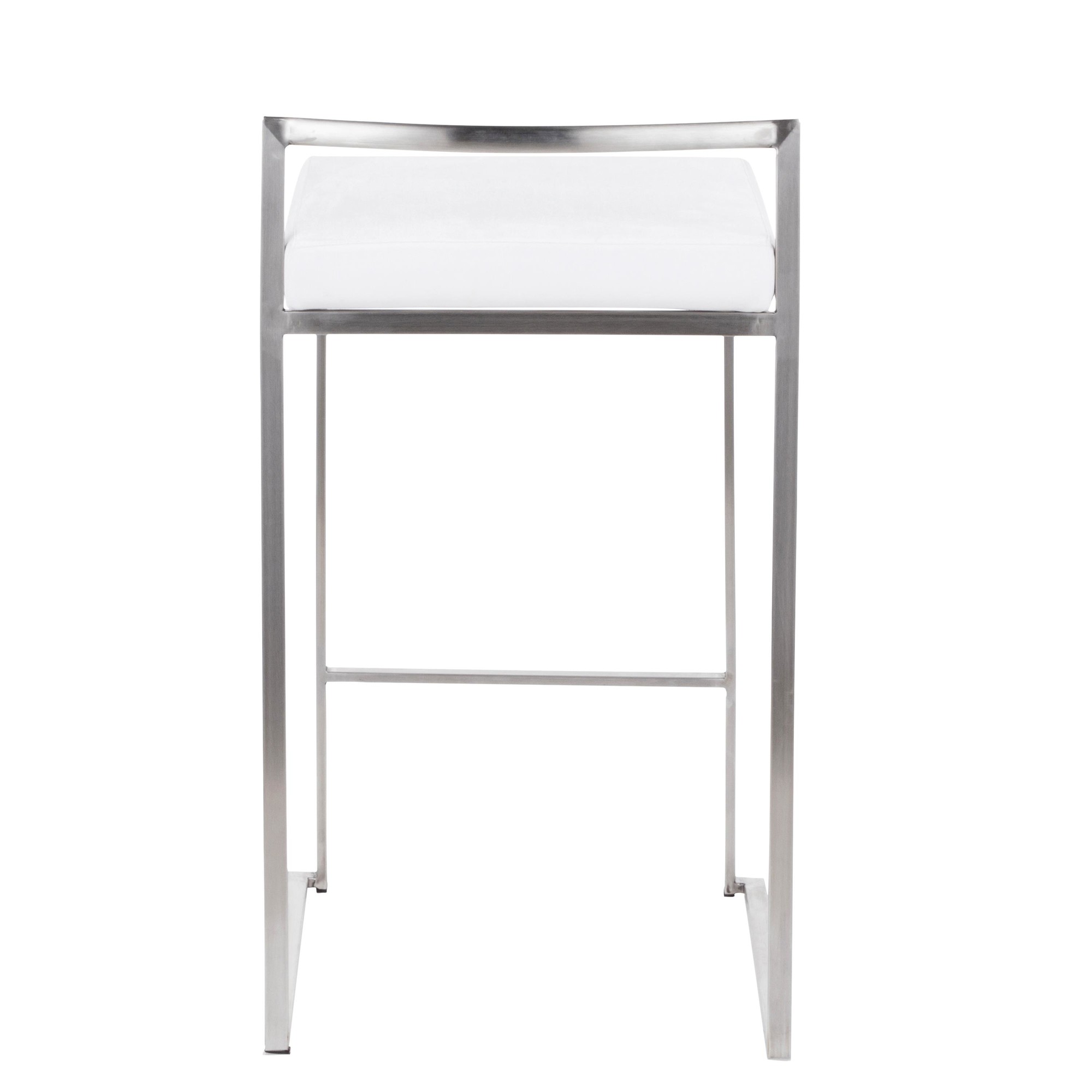 Fuji Stainless Steel White Velvet Contemporary Counter Stools (Set of 2) 13 Fuji Stainless Steel White Velvet Contemporary Counter Stools (Set of 2) - Image 13