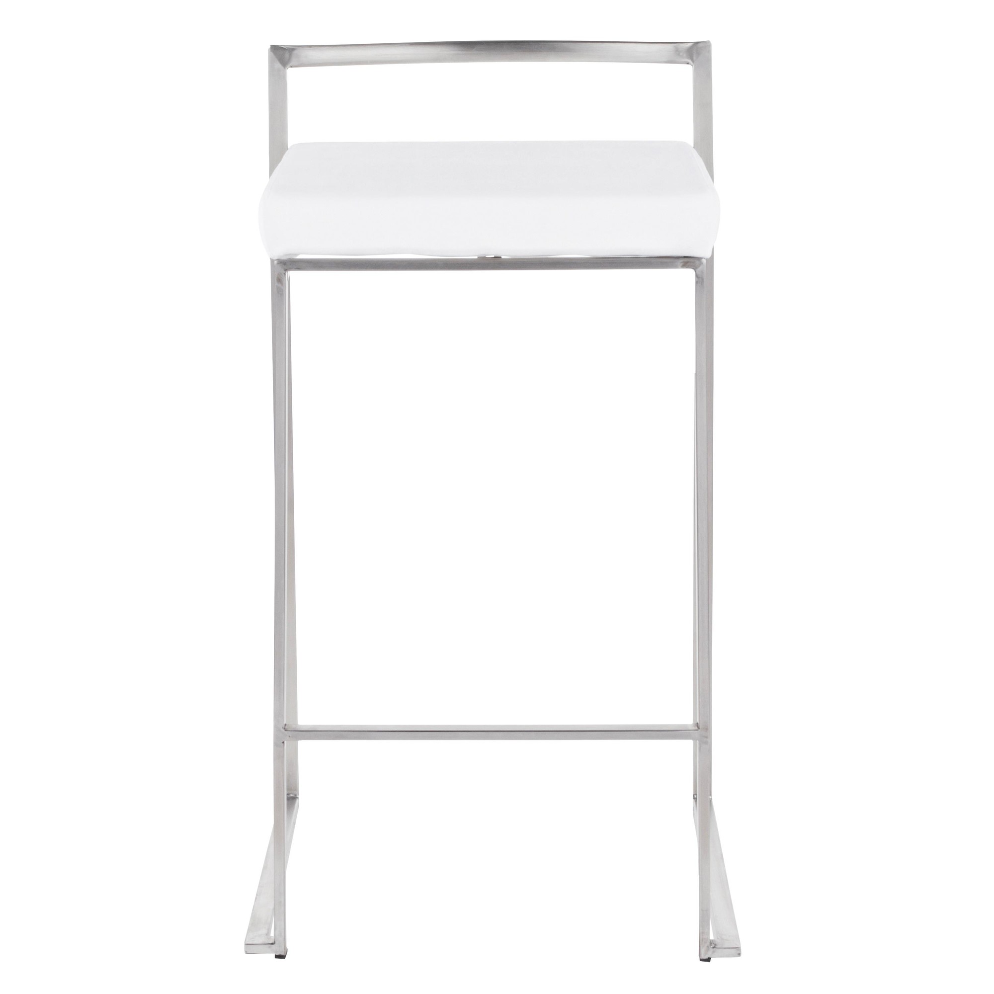Fuji Stainless Steel White Velvet Contemporary Counter Stools (Set of 2) 14 Fuji Stainless Steel White Velvet Contemporary Counter Stools (Set of 2) - Image 14