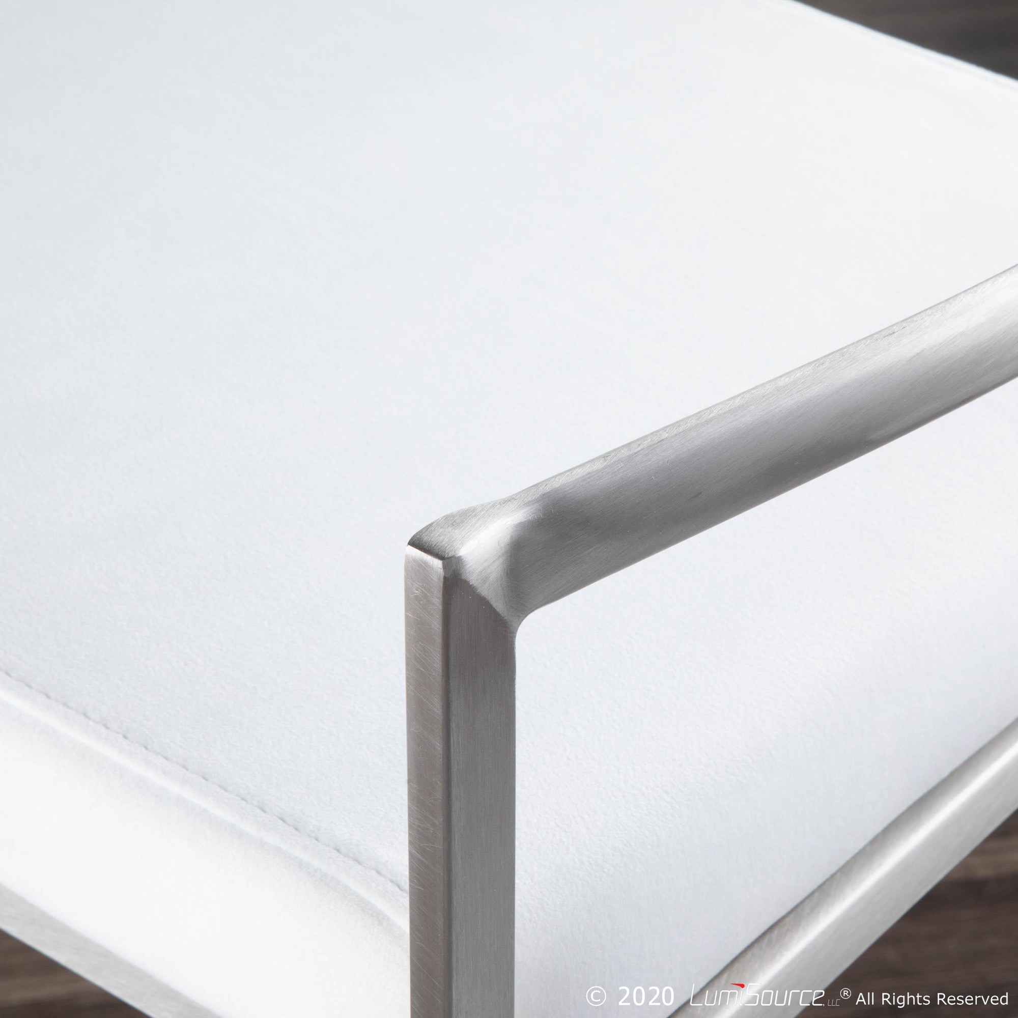 Fuji Stainless Steel White Velvet Contemporary Counter Stools (Set of 2) 4 Fuji Stainless Steel White Velvet Contemporary Counter Stools (Set of 2) - Image 4