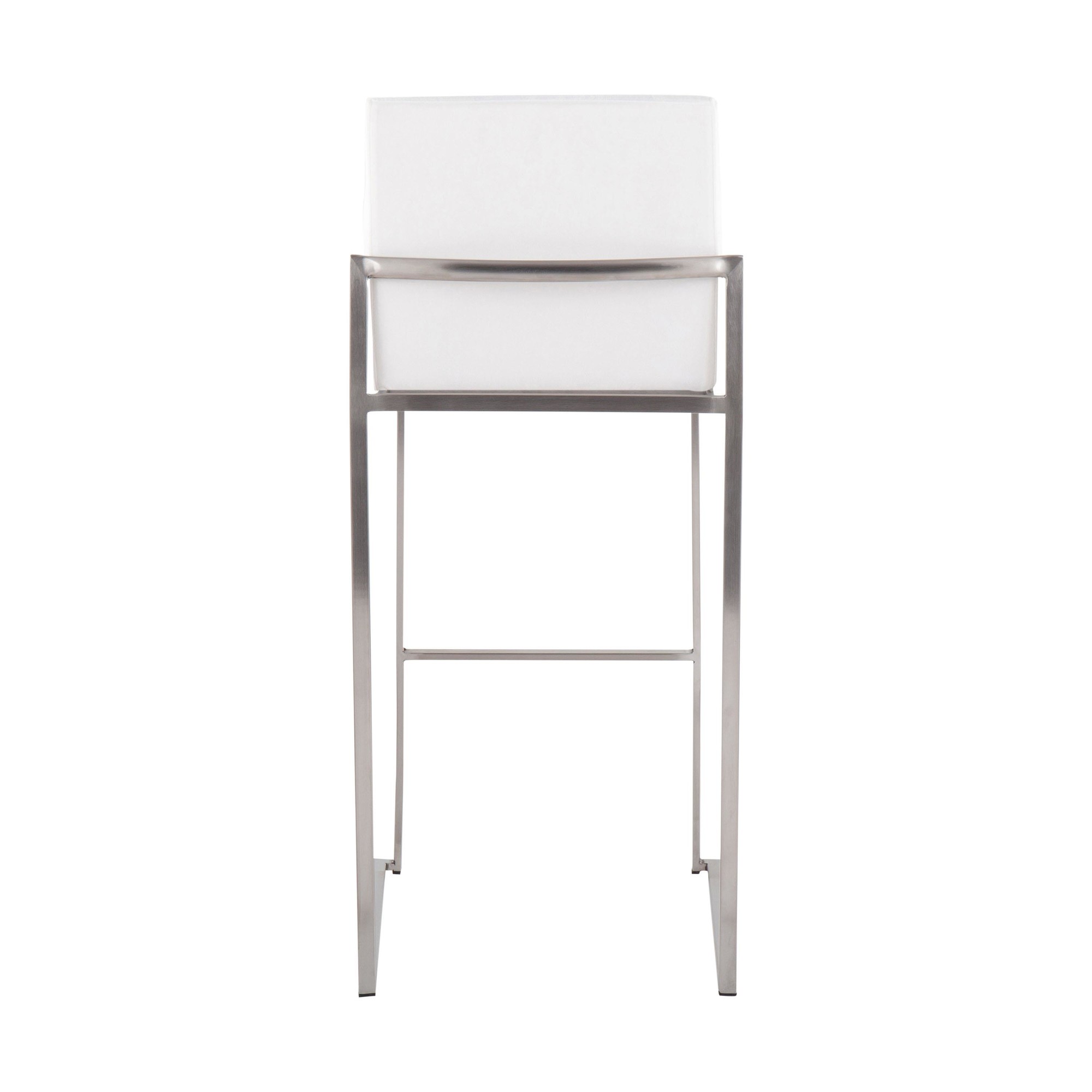Fuji Stainless Steel White Velvet Contemporary High Back Barstool (Set of 2) 6 Fuji Stainless Steel White Velvet Contemporary High Back Barstool (Set of 2) - Image 6