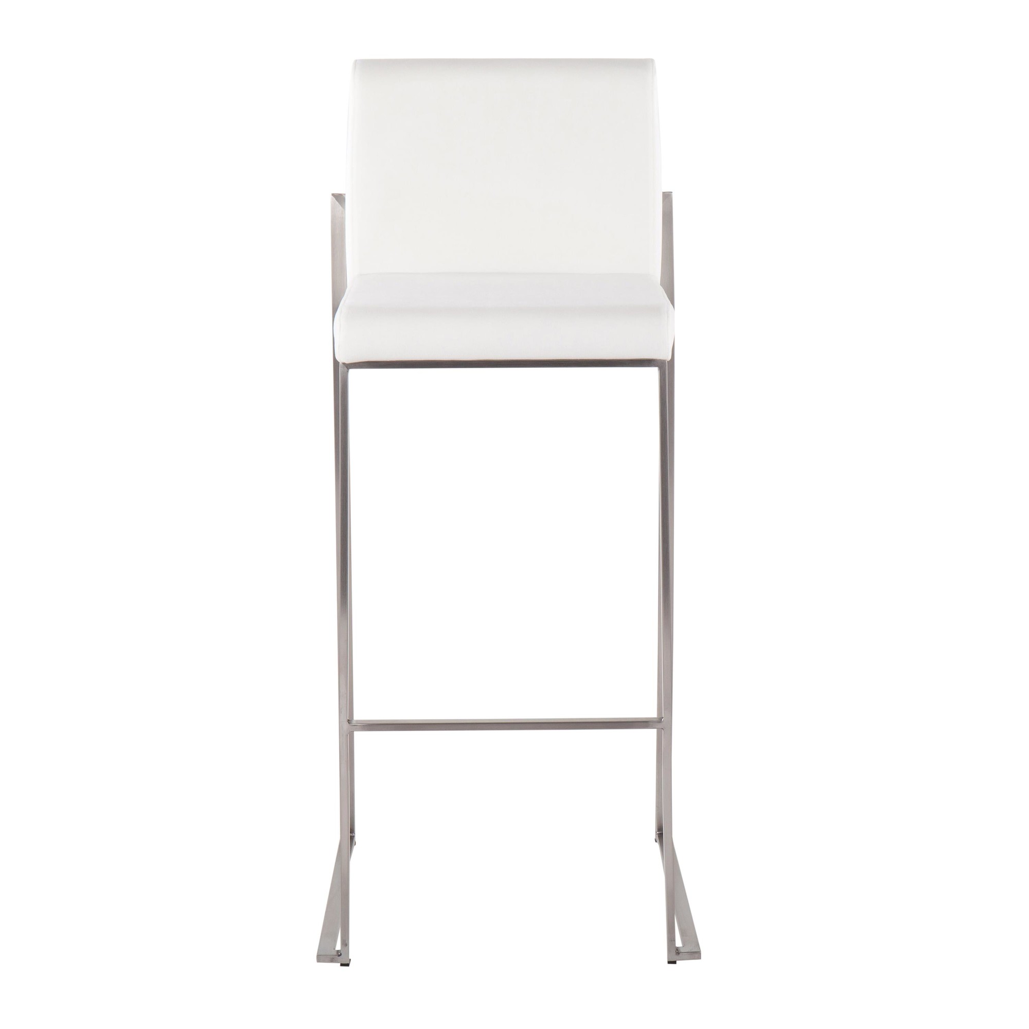 Fuji Stainless Steel White Velvet Contemporary High Back Barstool (Set of 2) 7 Fuji Stainless Steel White Velvet Contemporary High Back Barstool (Set of 2) - Image 7