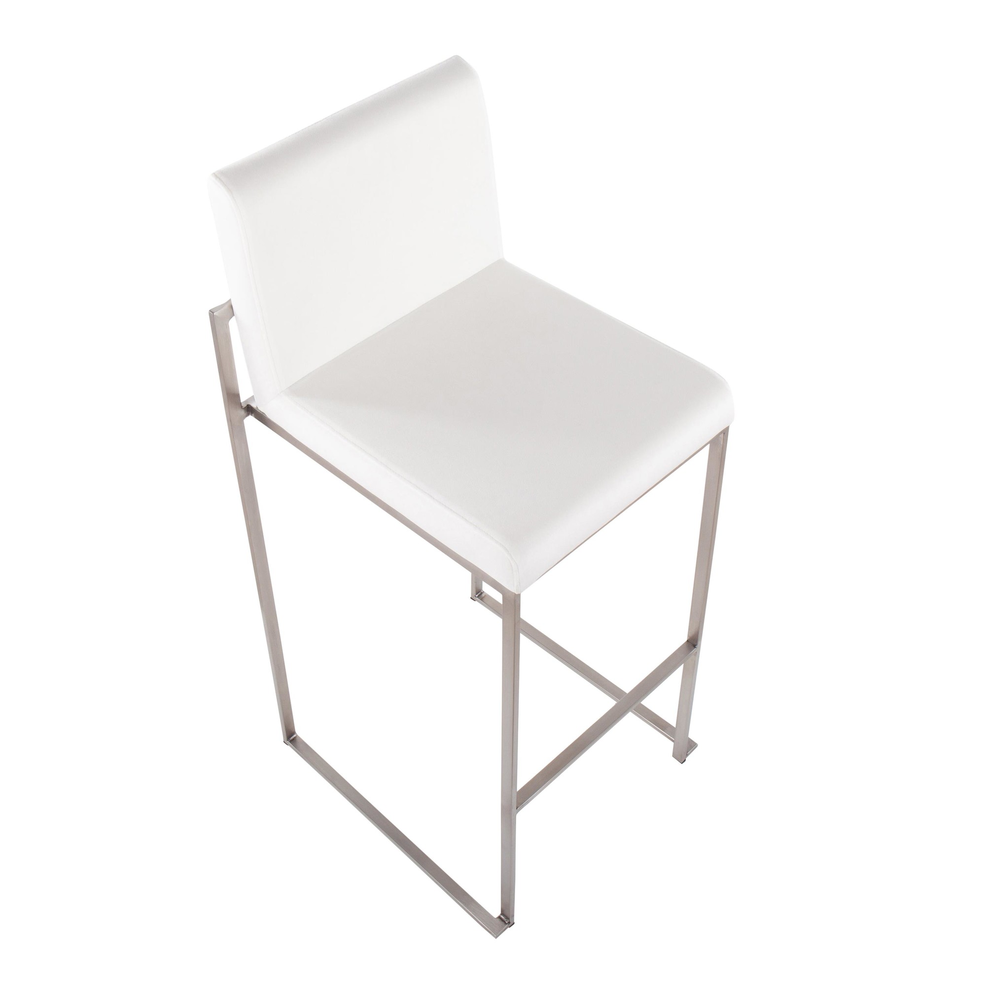 Fuji Stainless Steel White Velvet Contemporary High Back Barstool (Set of 2) 8 Fuji Stainless Steel White Velvet Contemporary High Back Barstool (Set of 2) - Image 8