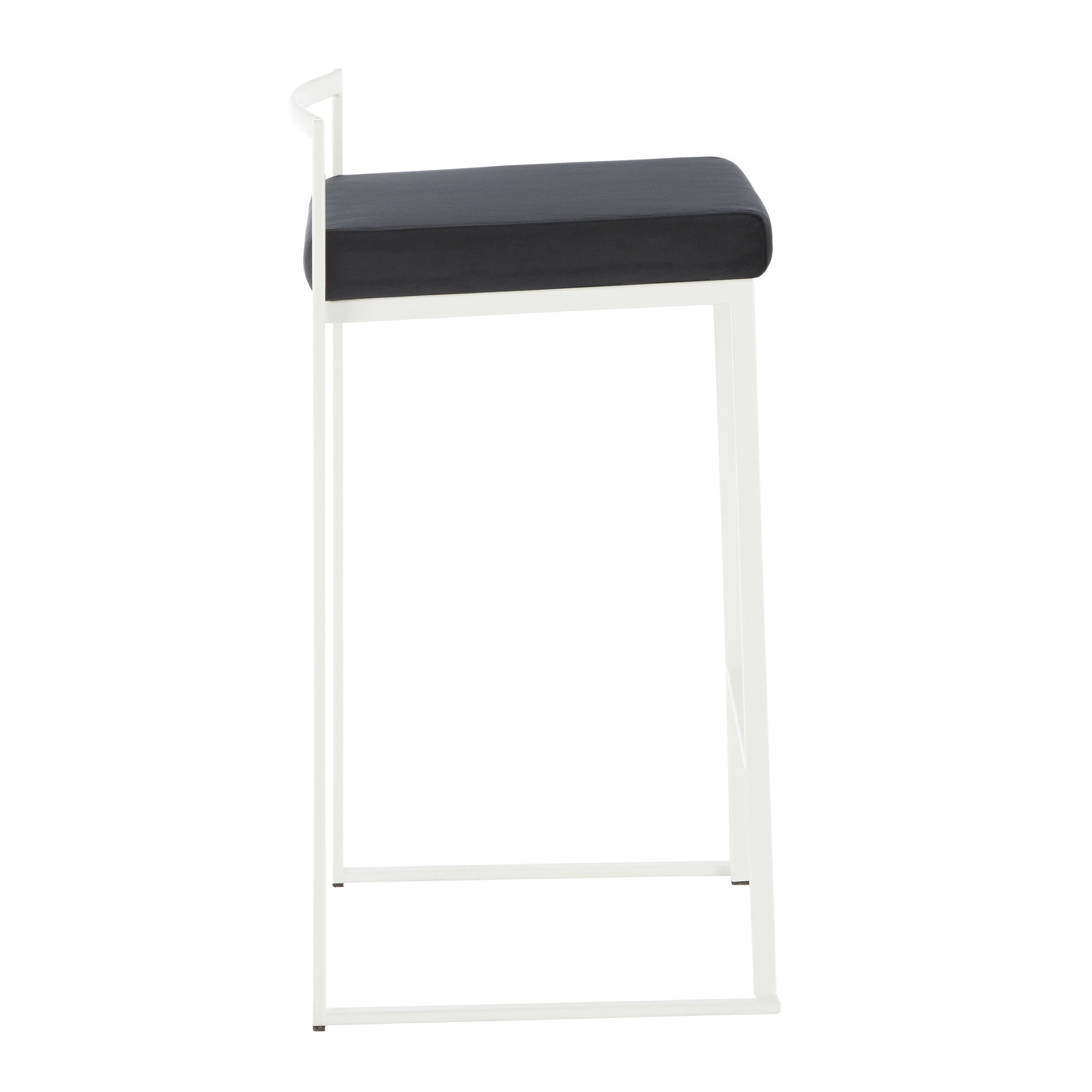 Fuji White Contemporary Counter Stool Black Velvet (Set of 2) 5 Fuji White Contemporary Counter Stool Black Velvet (Set of 2) - Image 5