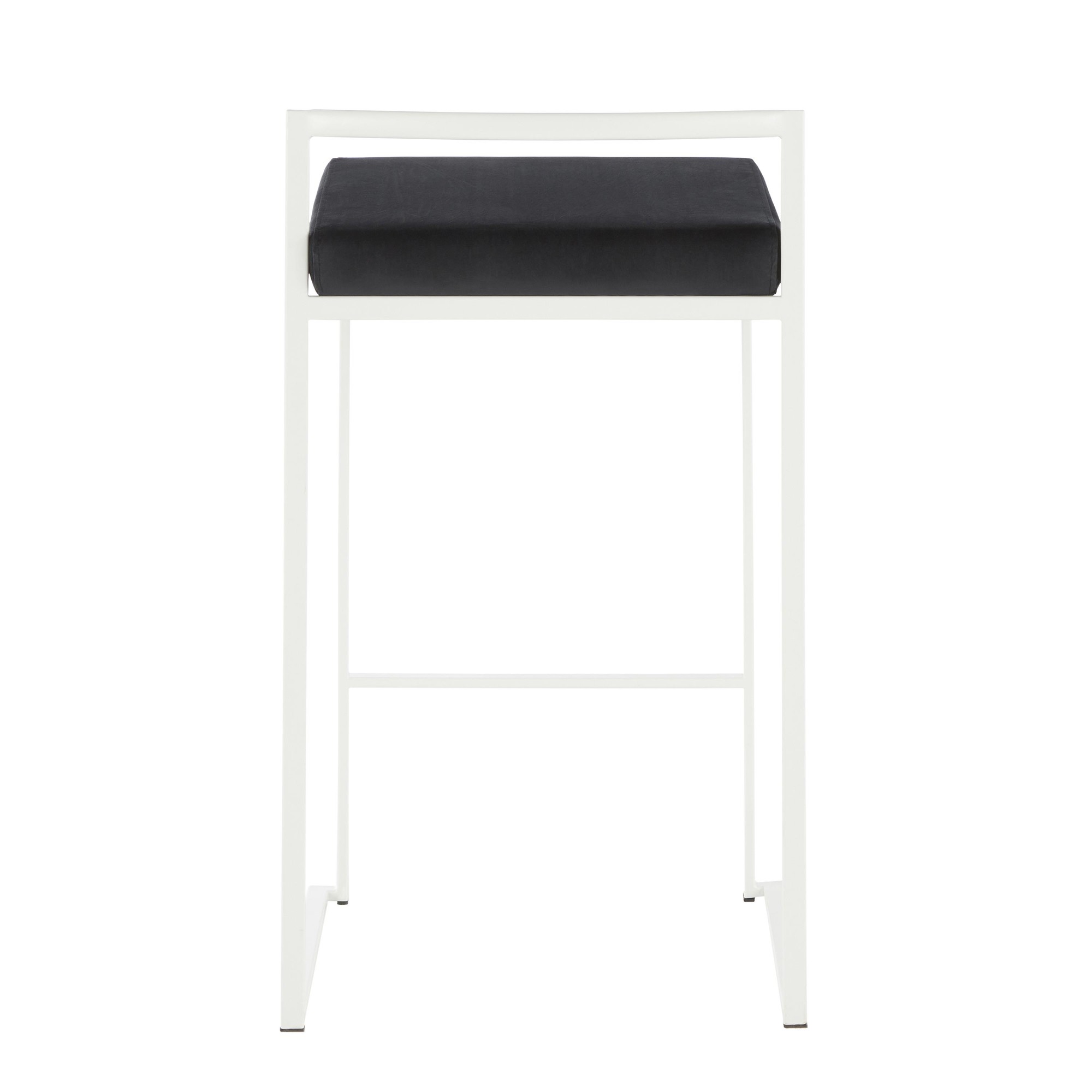 Fuji White Contemporary Counter Stool Black Velvet (Set of 2) 7 Fuji White Contemporary Counter Stool Black Velvet (Set of 2) - Image 7