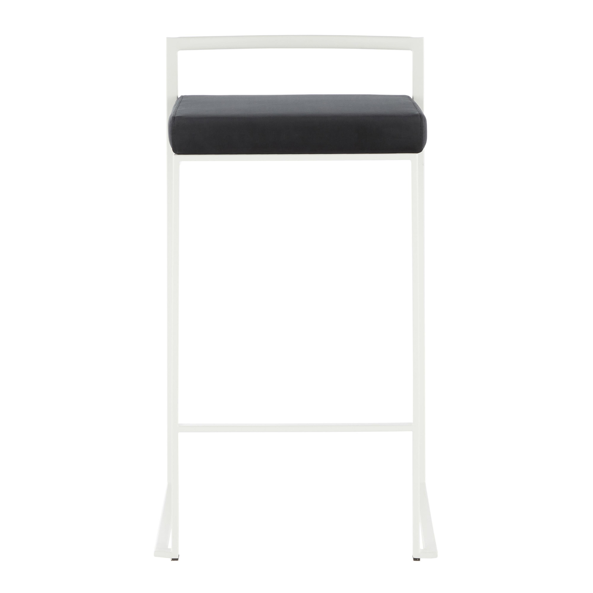Fuji White Contemporary Counter Stool Black Velvet (Set of 2) 8 Fuji White Contemporary Counter Stool Black Velvet (Set of 2) - Image 8