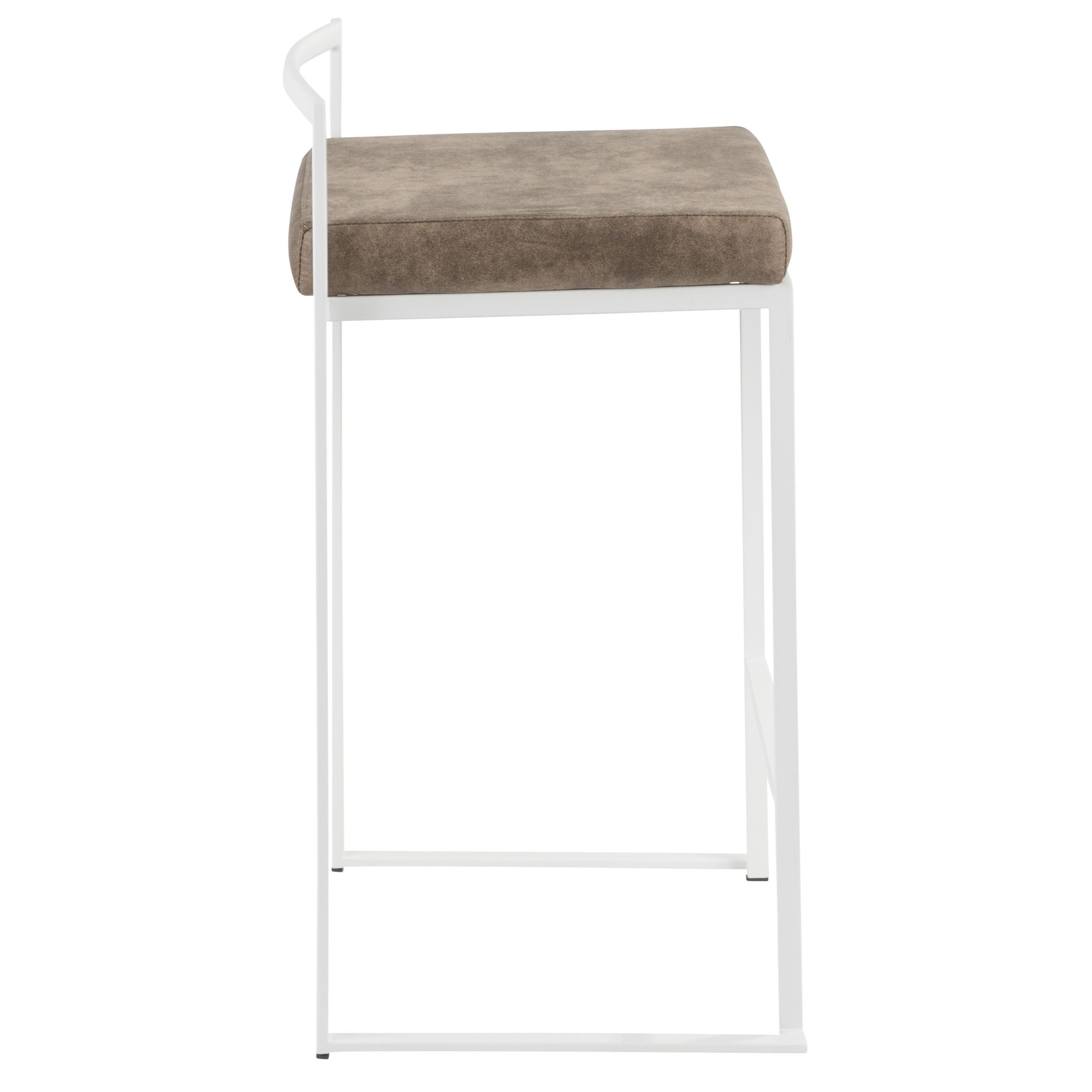 Fuji White Contemporary Stackable Counter Stools Brown Cowboy Fabric (Set of 2) 7 Fuji White Contemporary Stackable Counter Stools Brown Cowboy Fabric (Set of 2) - Image 7