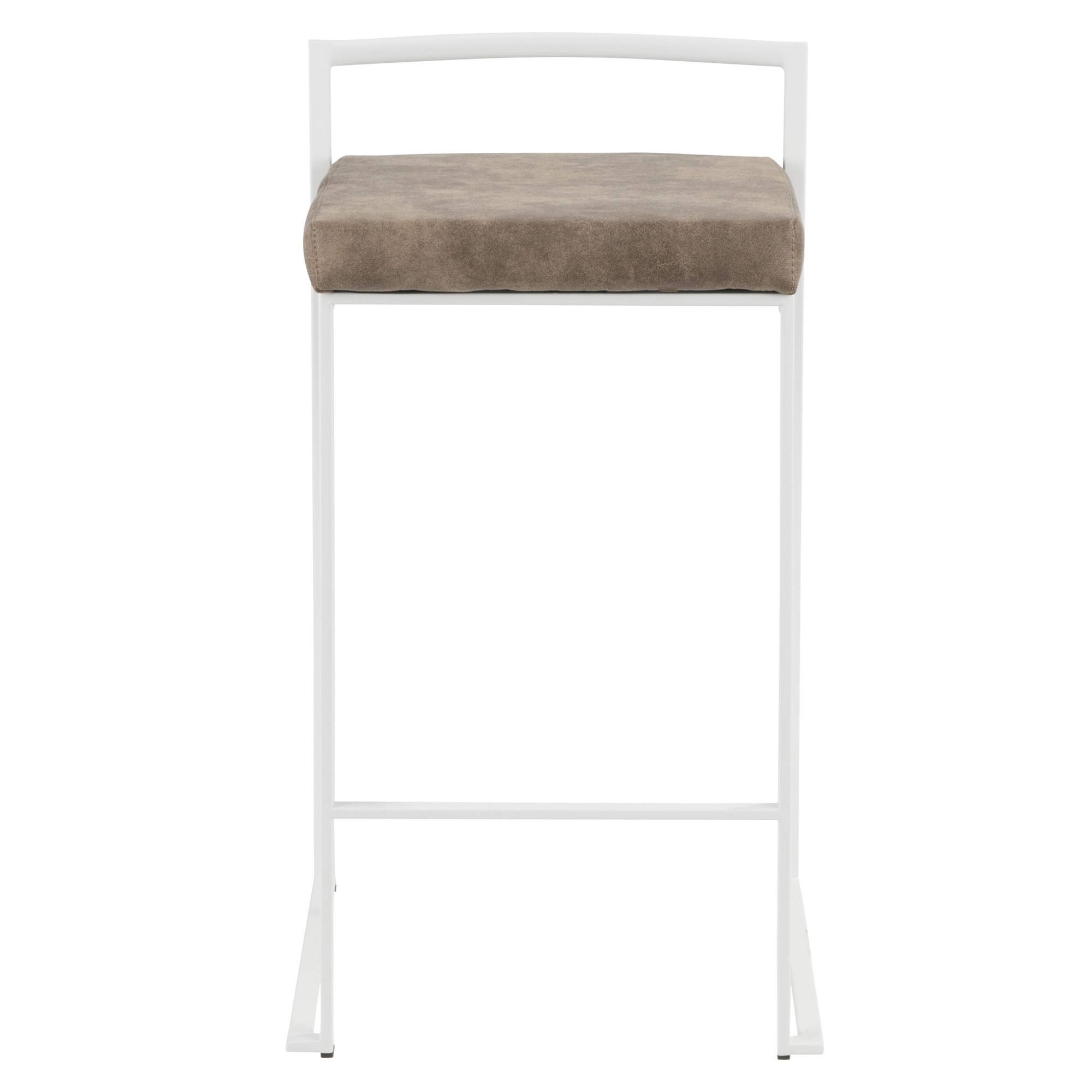 Fuji White Contemporary Stackable Counter Stools Brown Cowboy Fabric (Set of 2) 10 Fuji White Contemporary Stackable Counter Stools Brown Cowboy Fabric (Set of 2) - Image 10
