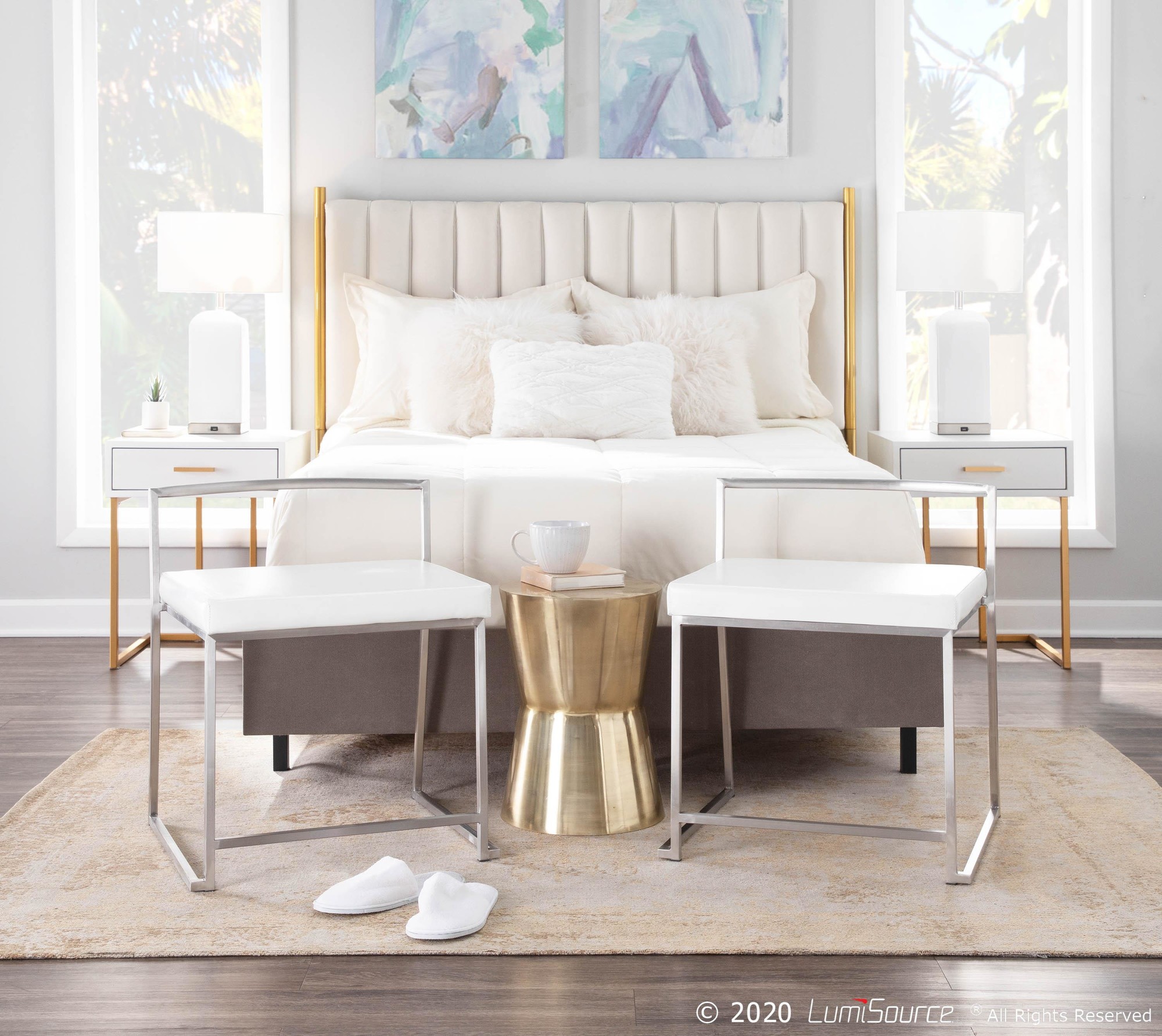 Fuji White Contemporary Stackable Dining Chairs (Set of 2) 2 Fuji White Contemporary Stackable Dining Chairs (Set of 2) - Image 2