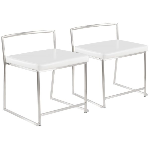 Fuji White Contemporary Stackable Dining Chairs Set of 2 2