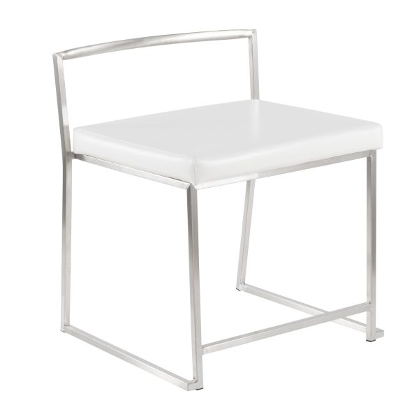 Fuji White Contemporary Stackable Dining Chairs Set of 2 3