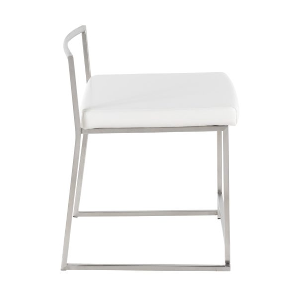 Fuji White Contemporary Stackable Dining Chairs Set of 2 4