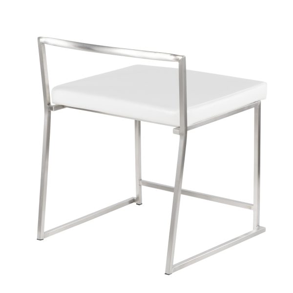 Fuji White Contemporary Stackable Dining Chairs Set of 2 5