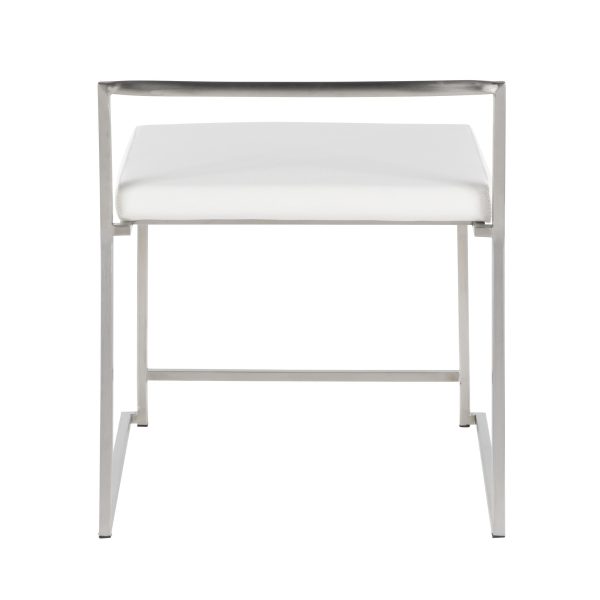 Fuji White Contemporary Stackable Dining Chairs Set of 2 6